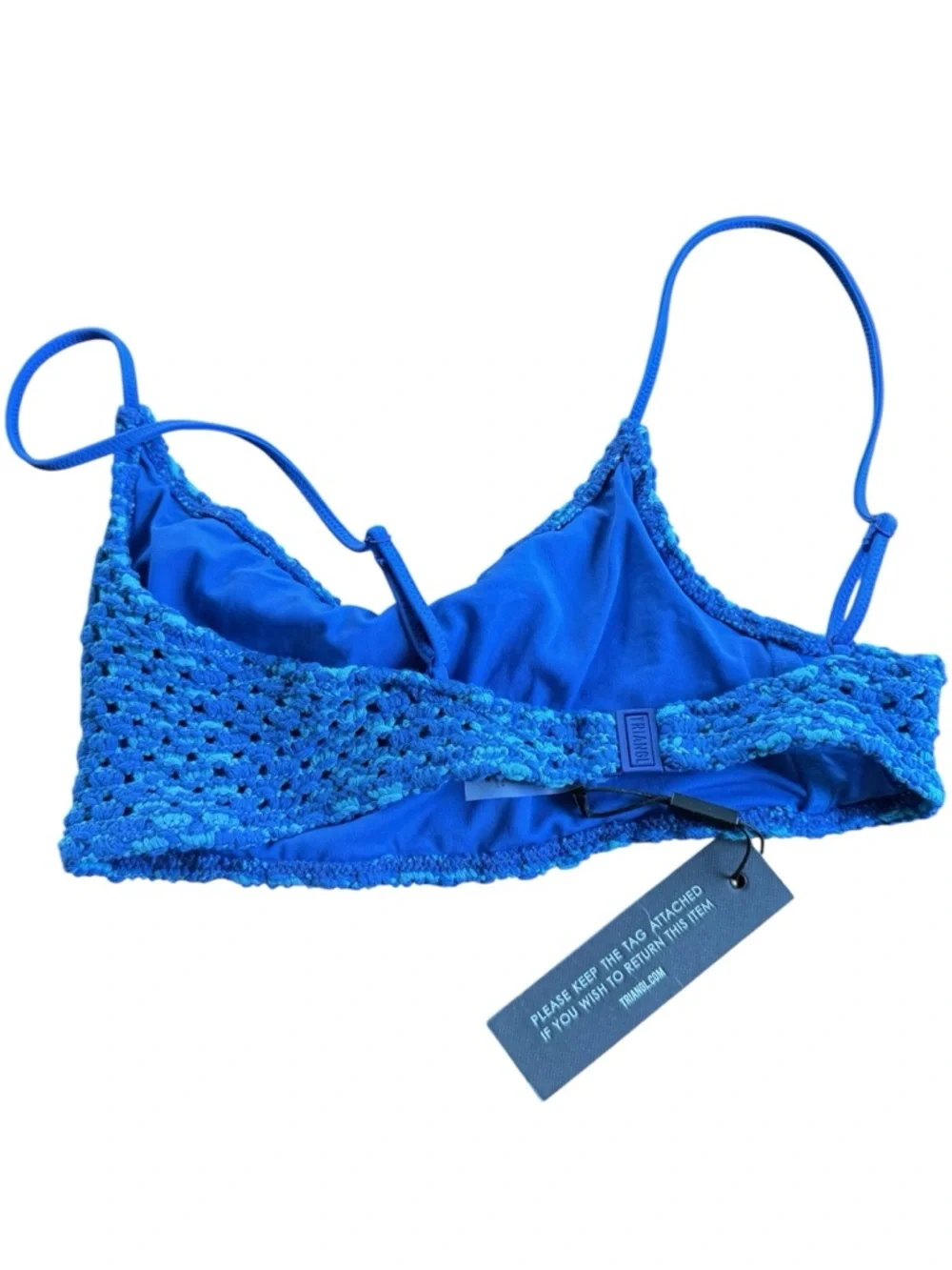 Triang| Swimwear Women's Bikini Top Blue Crochet, Top Size Large New with Tags